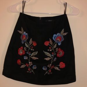 Black floral velvet skirt